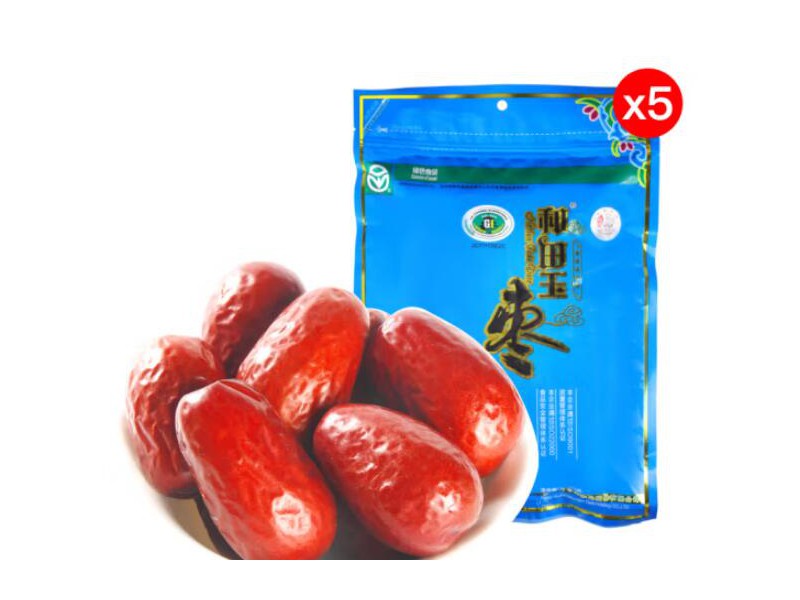和田玉枣 新疆大枣特产大红枣（绿色食品认证）昆仑山骏枣零食和田枣 和田玉枣5星500g*5